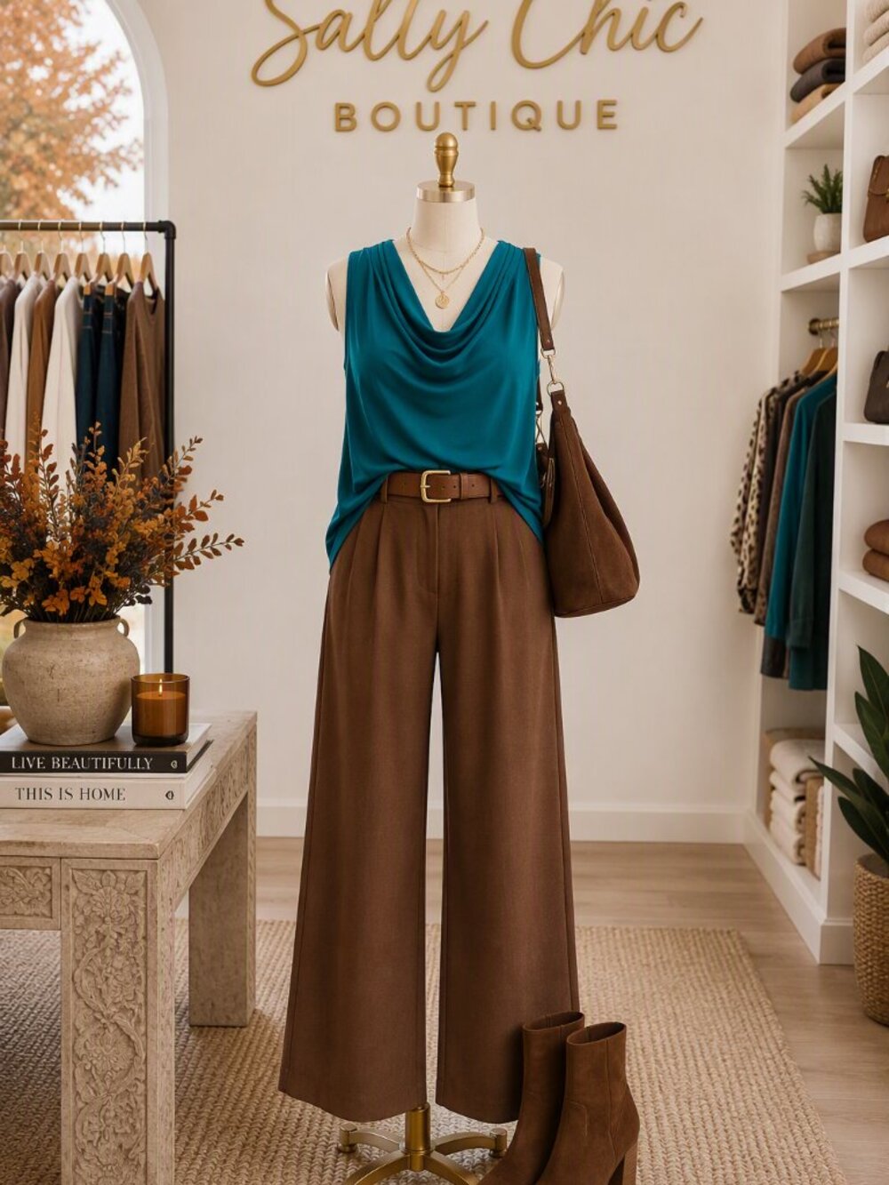 Calvin Klein Teal Drape Neck Sleeveless Camisole